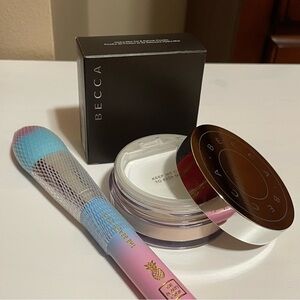 NIB BECCA Hydra Mist Set & Refresh Loose Powder + Brush